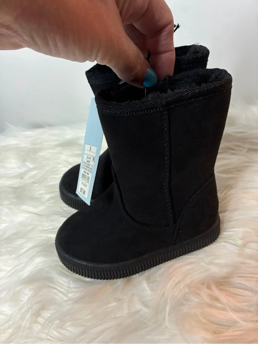 Black Kids Suede-Look Winter Boots